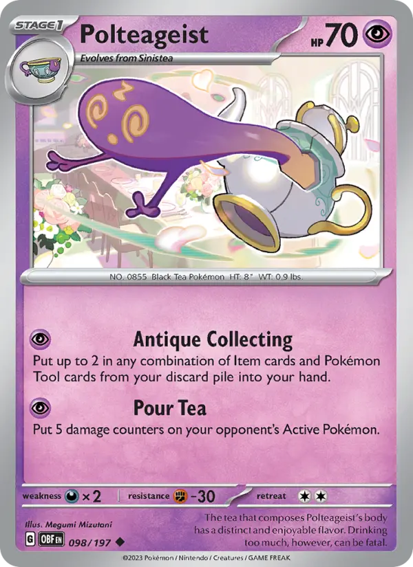 Polteageist Uncommon Pokemon card #098 from Obsidian Flames