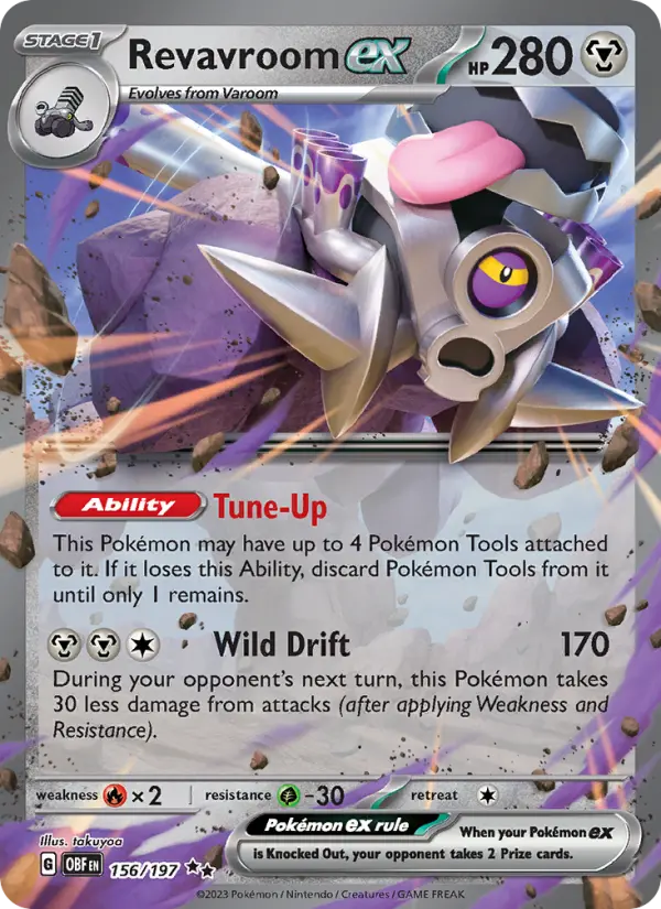 Revavroom ex Double rare Pokemon card #156 from Obsidian Flames