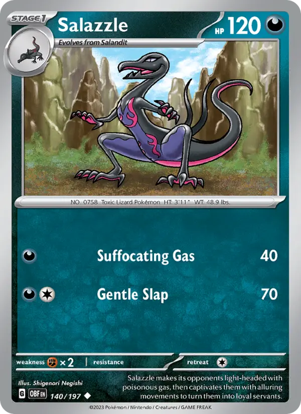 Salazzle Uncommon Pokemon card #140 from Obsidian Flames