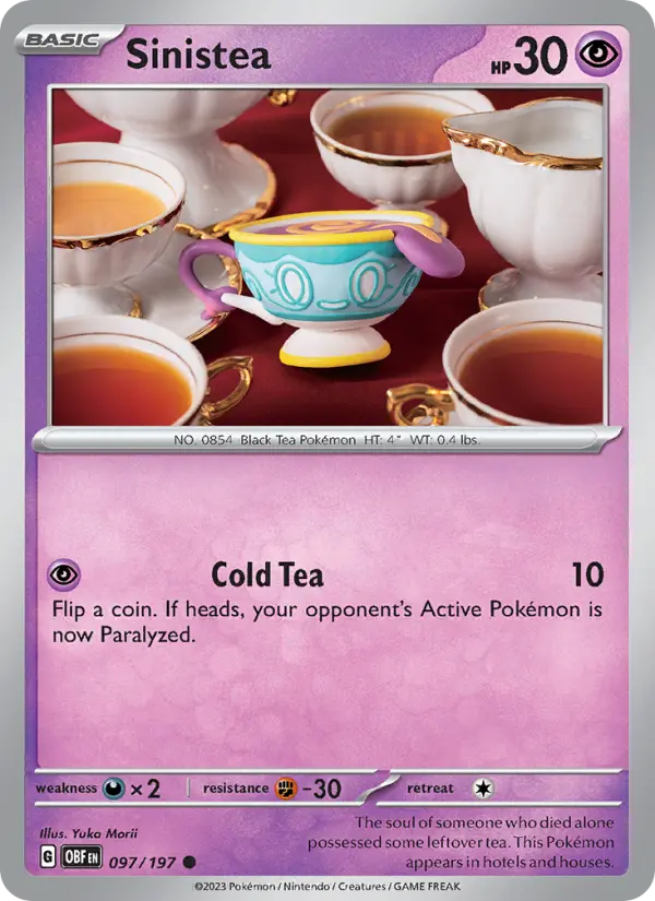 Sinistea Common Pokemon card #097 from Obsidian Flames