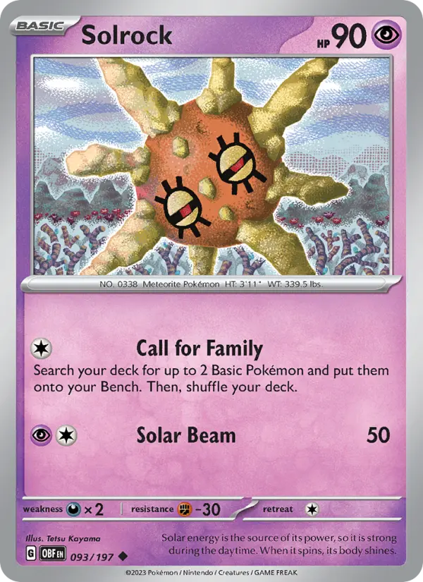 Solrock Uncommon Pokemon card #093 from Obsidian Flames