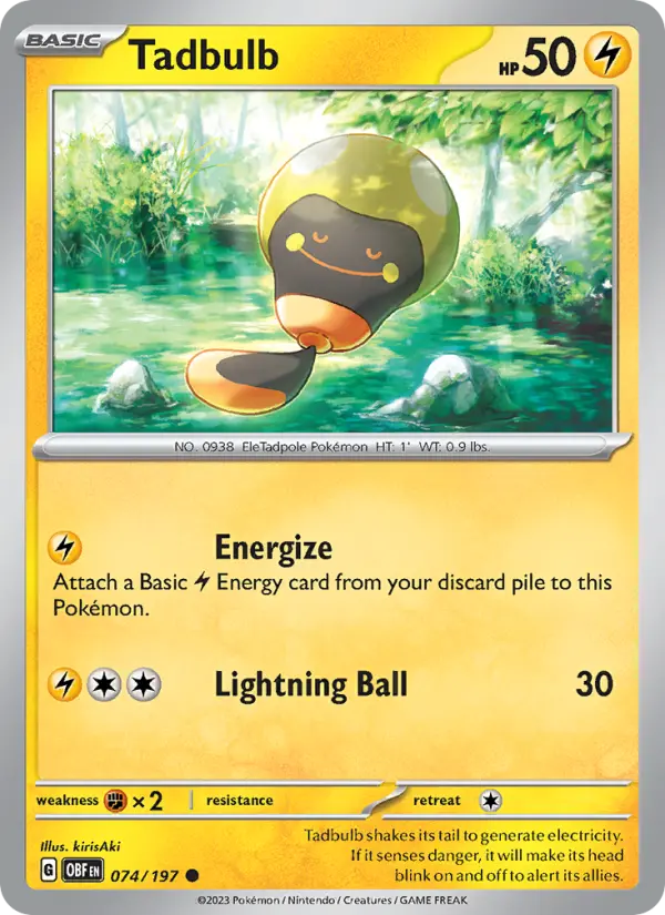 Tadbulb Common Pokemon card #074 from Obsidian Flames