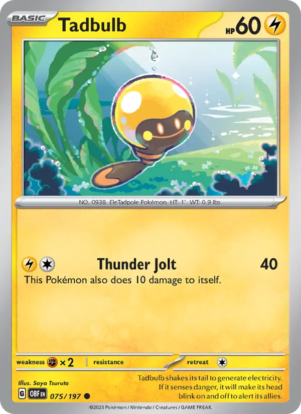 Tadbulb Common Pokemon card #075 from Obsidian Flames