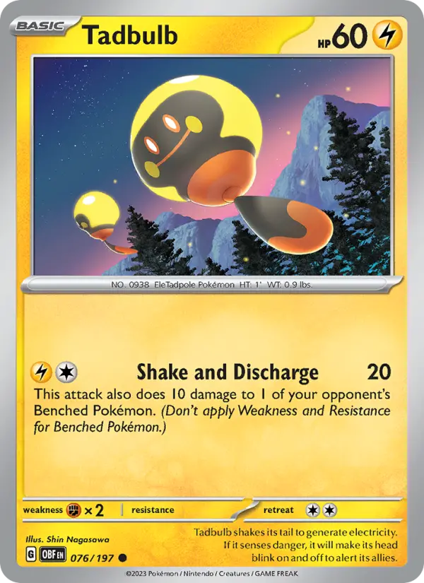 Tadbulb Common Pokemon card #076 from Obsidian Flames