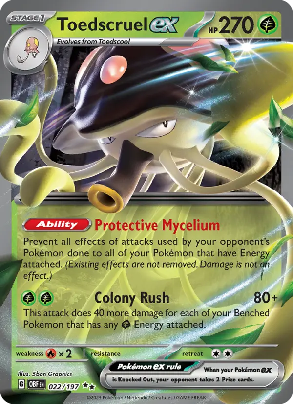 Toedscruel ex Double rare Pokemon card #022 from Obsidian Flames