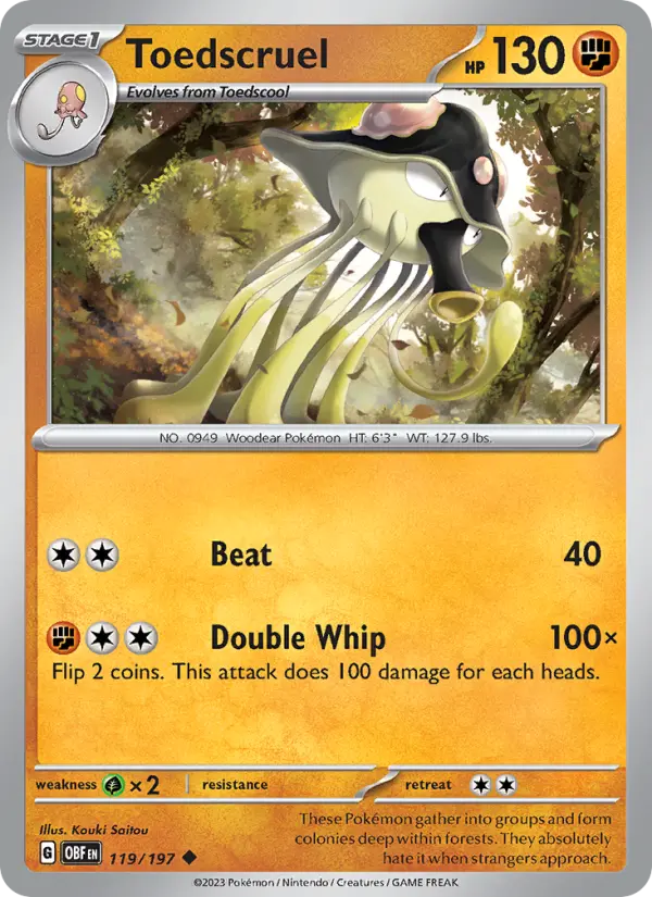 Toedscruel Uncommon Pokemon card #119 from Obsidian Flames