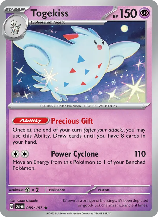 Togekiss Rare Pokemon card #085 from Obsidian Flames