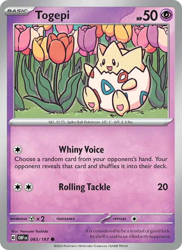 Togepi Common Pokemon card #083 from Obsidian Flames