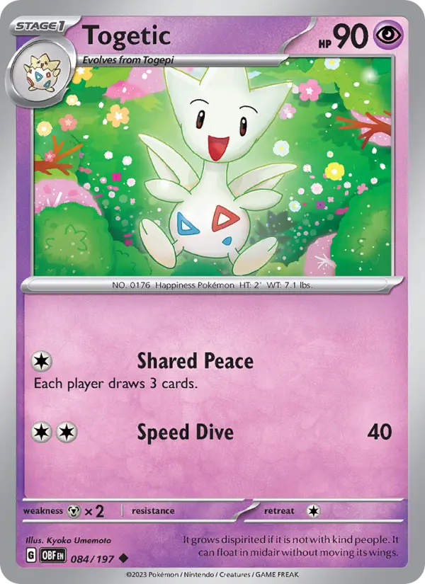 Togetic Uncommon Pokemon card #084 from Obsidian Flames