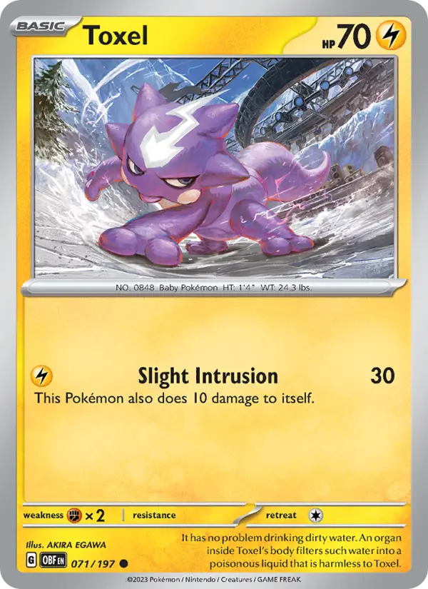 Toxel Common Pokemon card #071 from Obsidian Flames