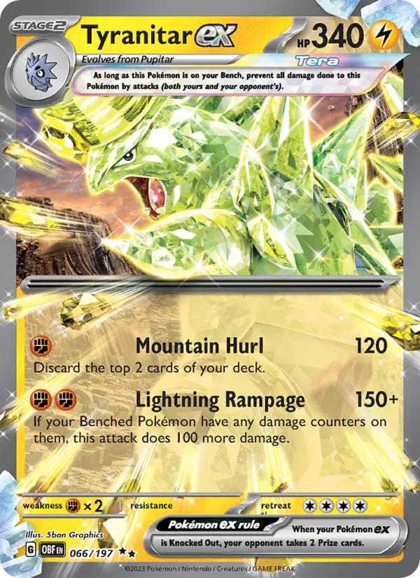 Tyranitar ex Double rare Pokemon card #066 from Obsidian Flames