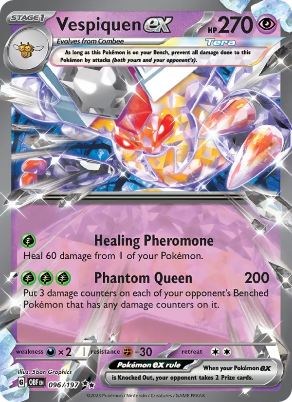 Vespiquen ex Double rare Pokemon card #096 from Obsidian Flames