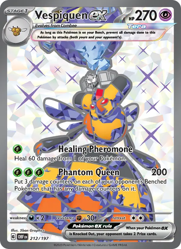 Vespiquen ex Ultra Rare Pokemon card #212 from Obsidian Flames