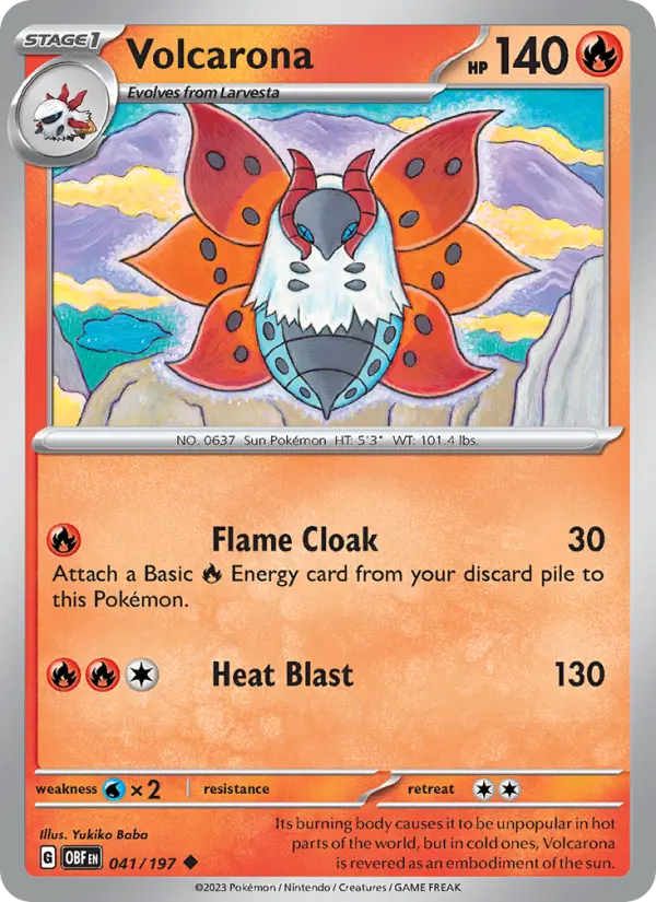 Volcarona Uncommon Pokemon card #041 from Obsidian Flames