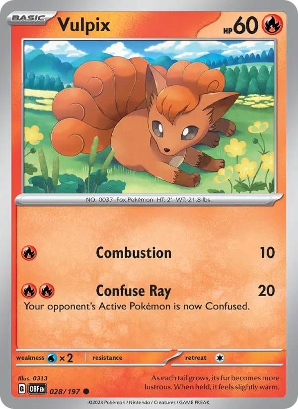 Vulpix Common Pokemon card #028 from Obsidian Flames