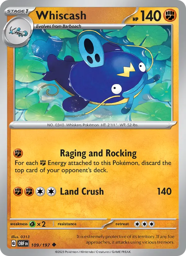 Whiscash Pokemon card artwork