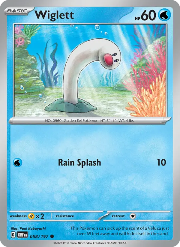 Wiglett Common Pokemon card #058 from Obsidian Flames