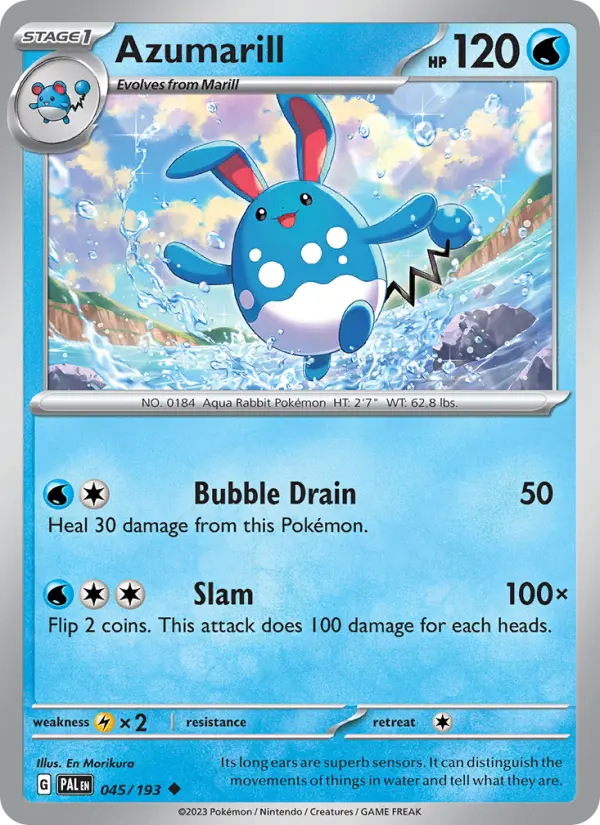 Azumarill Uncommon Pokemon card #045 from Paldea Evolved