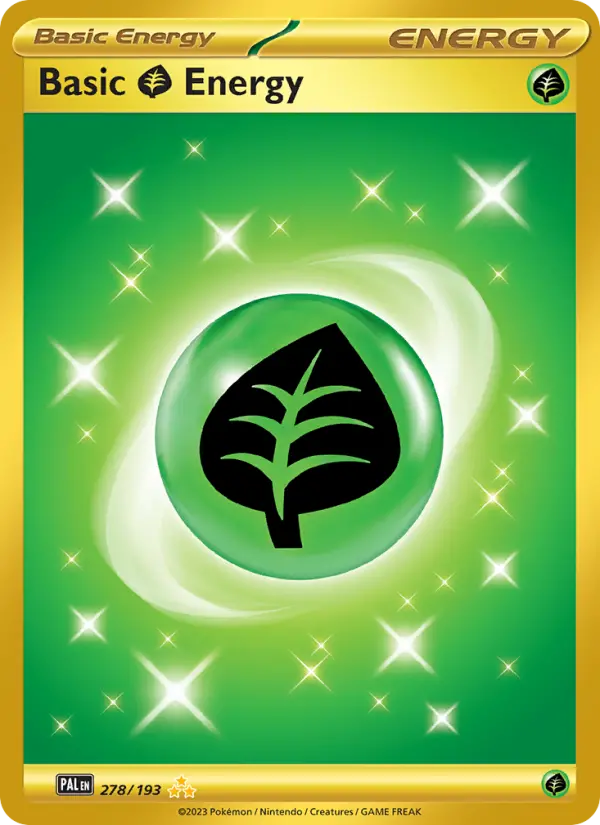 Basic Grass Energy Hyper rare Pokemon card #278 from Paldea Evolved