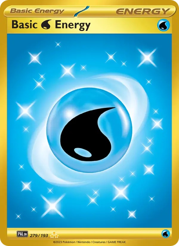 Basic Water Energy Hyper rare Pokemon card #279 from Paldea Evolved