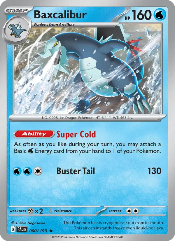 Baxcalibur Rare Pokemon card #060 from Paldea Evolved