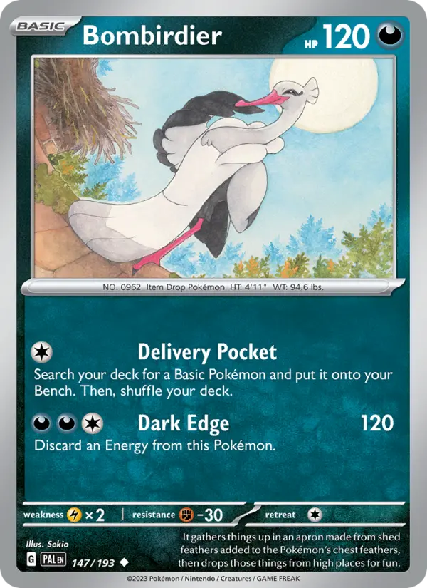 Bombirdier Uncommon Pokemon card #147 from Paldea Evolved