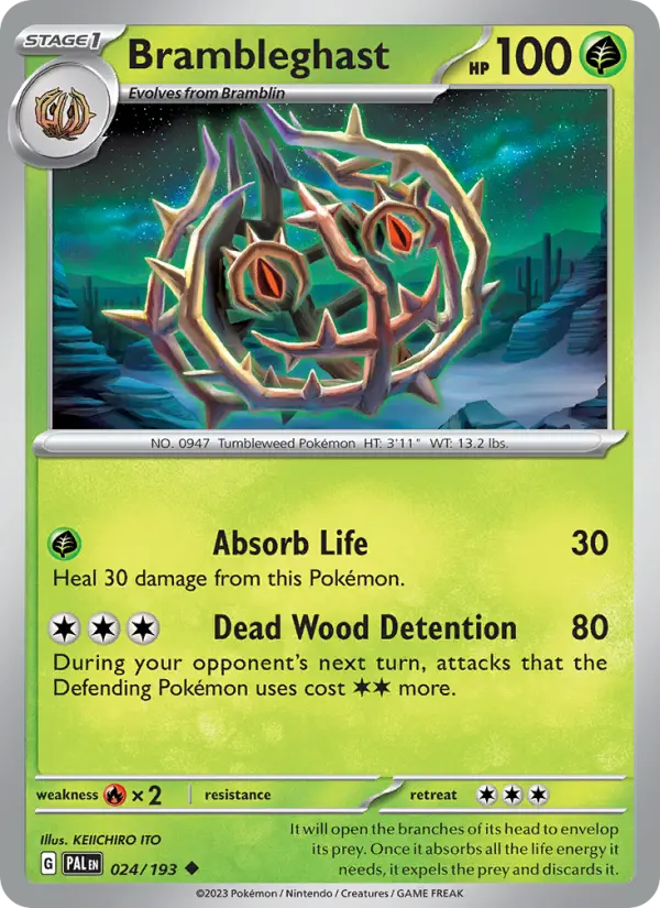 Brambleghast Uncommon Pokemon card #024 from Paldea Evolved