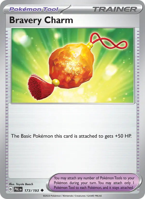 Bravery Charm Uncommon Pokemon card #173 from Paldea Evolved