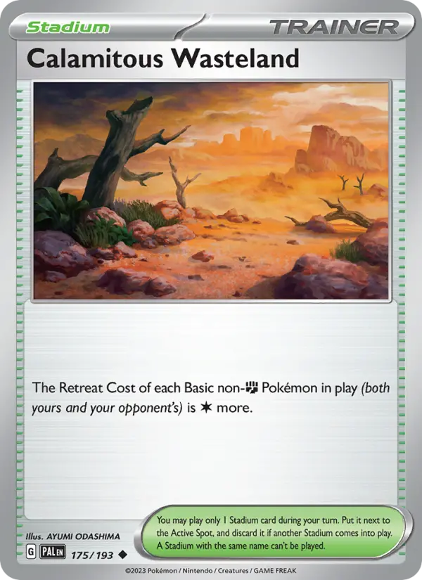 Calamitous Wasteland Uncommon Pokemon card #175 from Paldea Evolved
