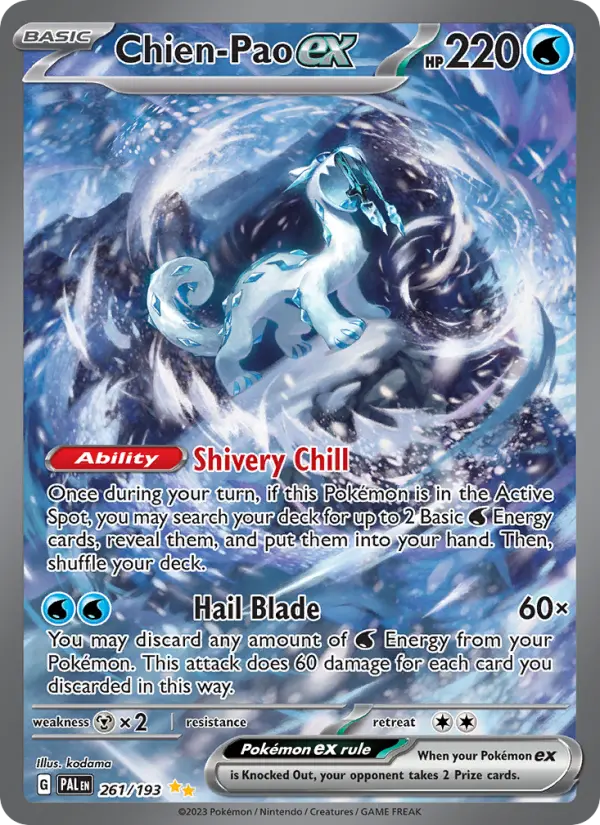 Chien-Pao ex Special illustration rare Pokemon card #261 from Paldea Evolved