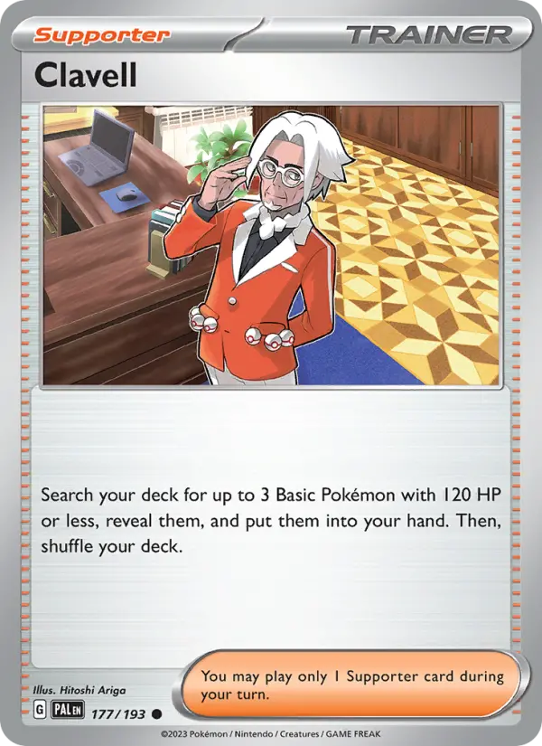 Clavell Common Pokemon card #177 from Paldea Evolved