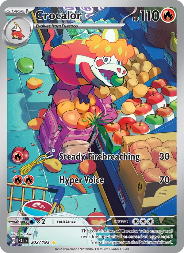 Crocalor Illustration rare Pokemon card #202 from Paldea Evolved