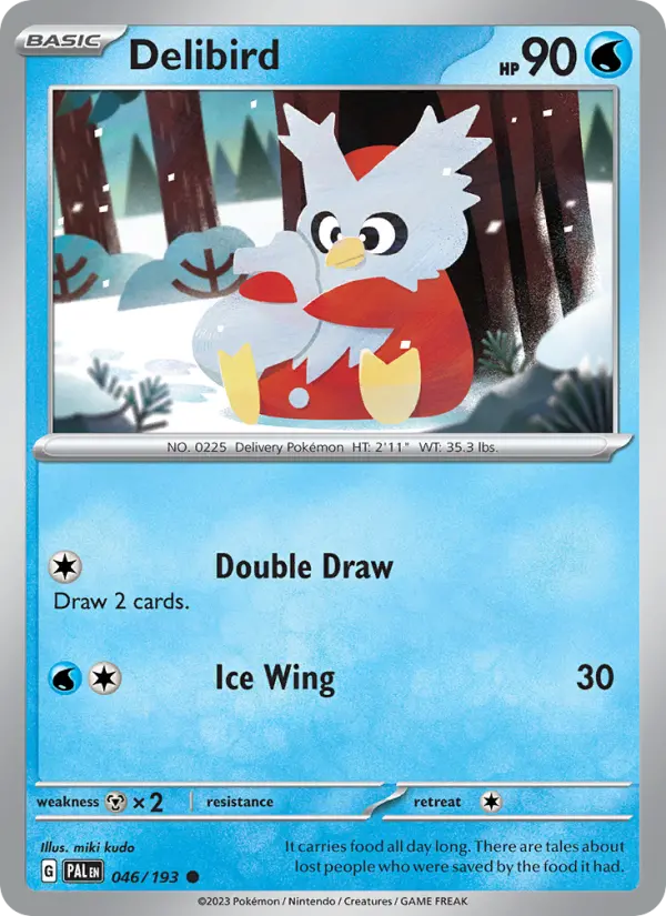Delibird Common Pokemon card #046 from Paldea Evolved