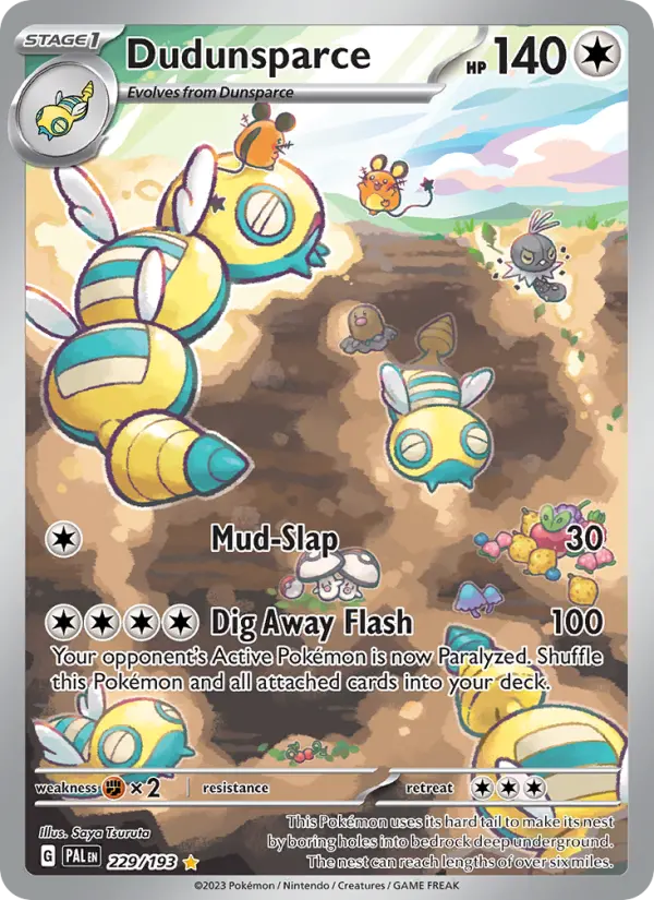 Dudunsparce Illustration rare Pokemon card #229 from Paldea Evolved