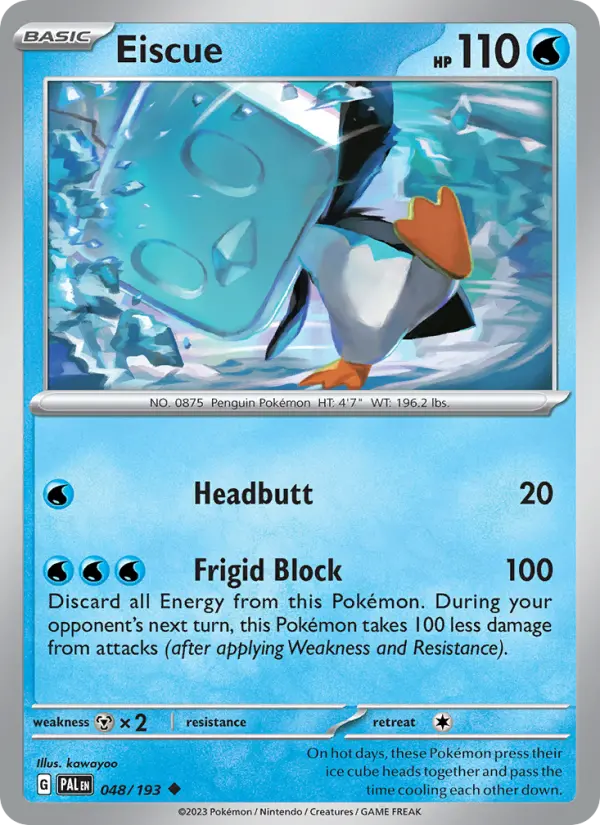 Eiscue Uncommon Pokemon card #048 from Paldea Evolved