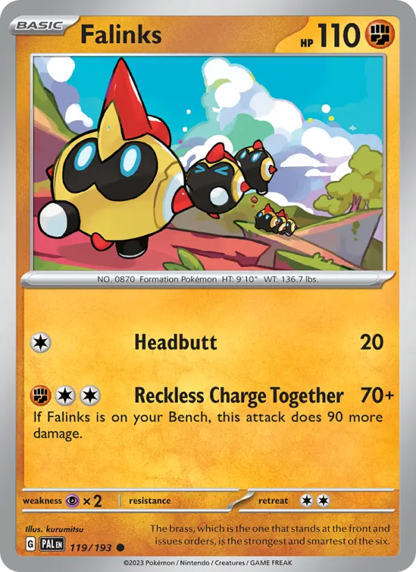 Falinks Common Pokemon card #119 from Paldea Evolved