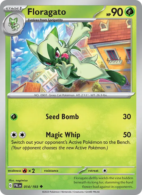 Floragato Uncommon Pokemon card #014 from Paldea Evolved