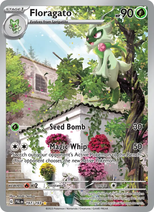 Floragato Illustration rare Pokemon card #197 from Paldea Evolved