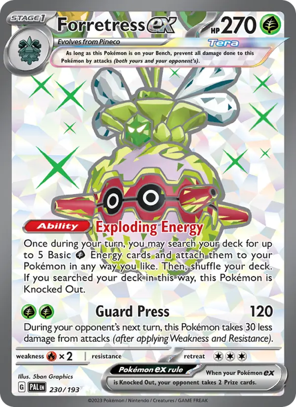 Forretress ex Ultra Rare Pokemon card #230 from Paldea Evolved