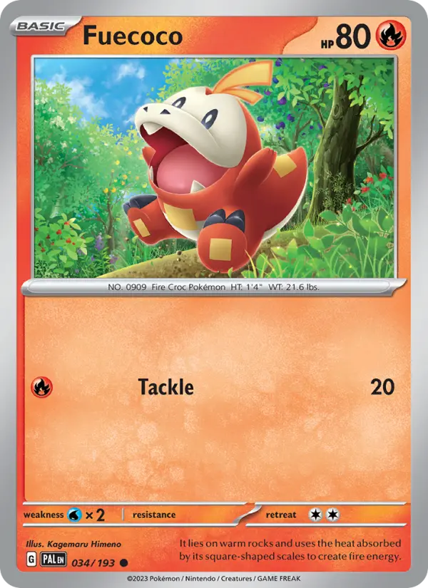 Fuecoco Common Pokemon card #034 from Paldea Evolved