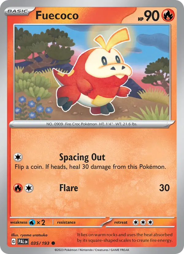 Fuecoco Common Pokemon card #035 from Paldea Evolved