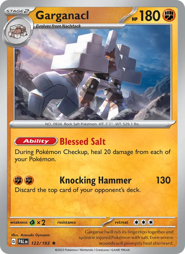 Garganacl Rare Pokemon card #123 from Paldea Evolved