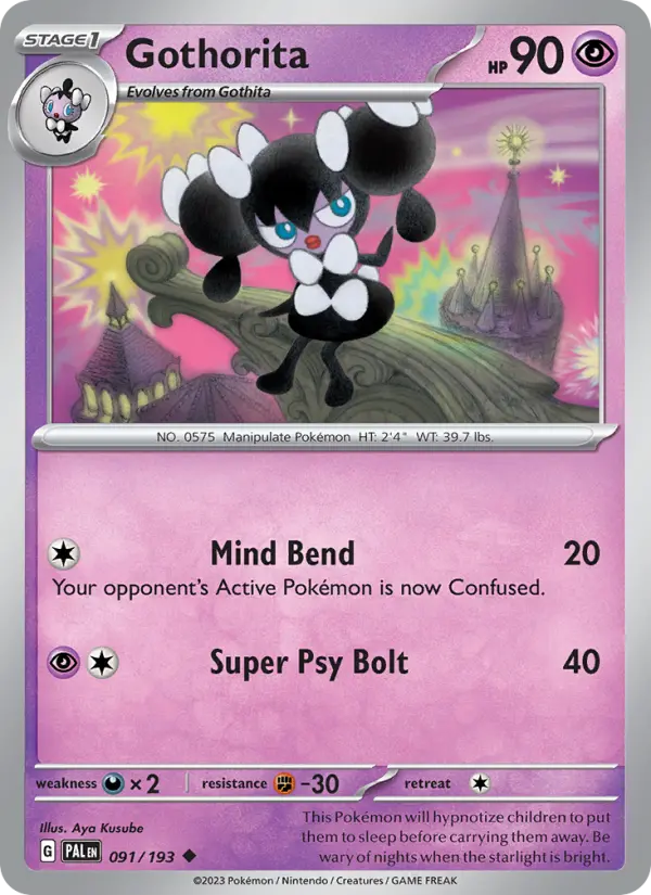 Gothorita Uncommon Pokemon card #091 from Paldea Evolved