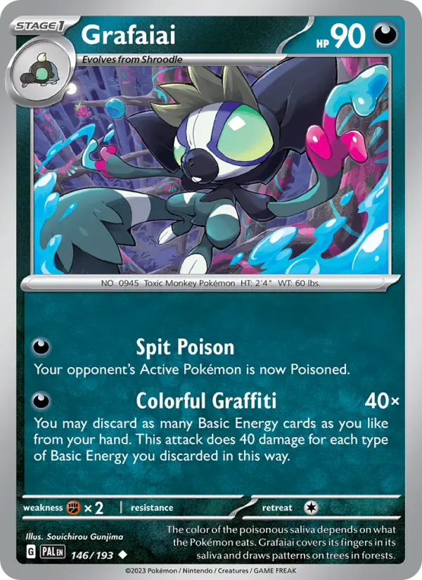 Grafaiai Uncommon Pokemon card #146 from Paldea Evolved