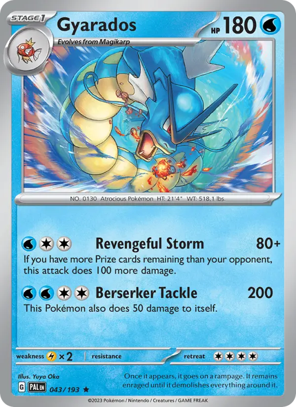 Gyarados Rare Pokemon card #043 from Paldea Evolved