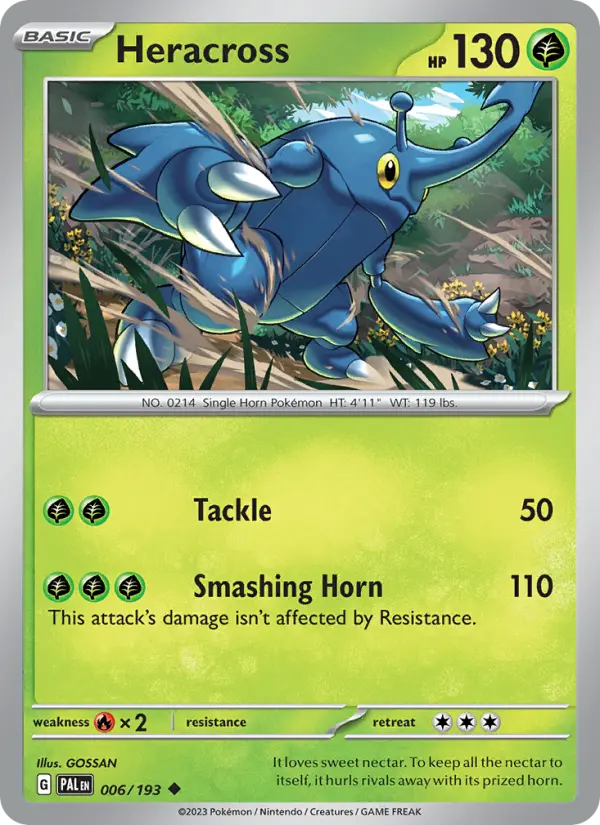 Heracross Uncommon Pokemon card #006 from Paldea Evolved