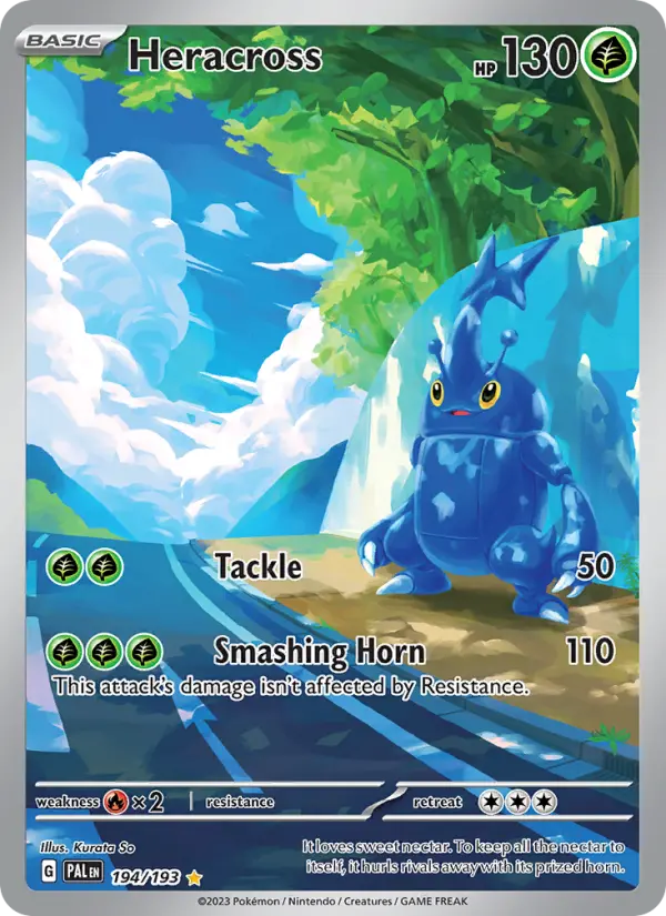 Heracross Illustration rare Pokemon card #194 from Paldea Evolved