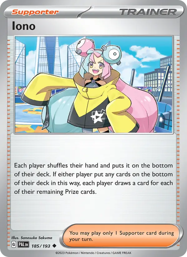 Iono Uncommon Pokemon card #185 from Paldea Evolved