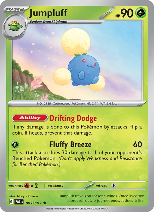 Jumpluff Rare Pokemon card #003 from Paldea Evolved