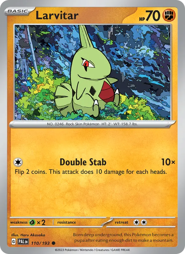 Larvitar Common Pokemon card #110 from Paldea Evolved